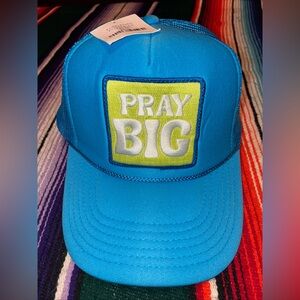 Friday Feelin Pray Big Blue Trucker Hat NWT